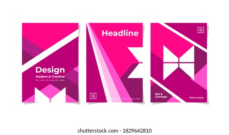 Three set paper templates layout editable for advertising event, leaflet, book cover, poster, and more. Vector.