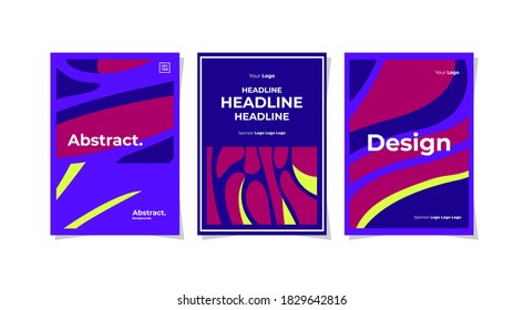 Three set paper templates layout editable for advertising event, leaflet, book cover, poster, and more. Vector.