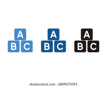 Three sets of alphabet blocks showing ABC in blue and black colors