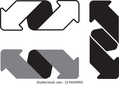 Tres conjuntos de ilustraciones de flechas, vectores, emblema de línea. navegación hacia arriba, hacia abajo, hacia la izquierda, hacia la derecha. ilustración vectorial. imagen de stock. EPS 10.