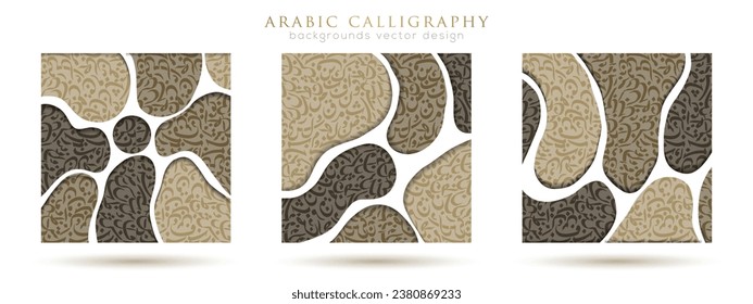 Three Sets Beautiful Random Arabic Calligraphy Greeting Background Vector Design Without SPESIFIC MEANING IN ENGLISH For Decoration, Wallpaper, Banner, Illustration, Cover And Greeting Card etc