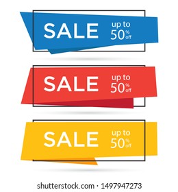three sets of origami banner templates with three color options