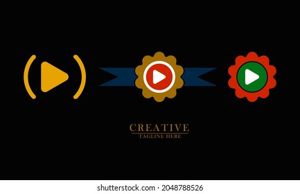 Three sets of video play icons, great for video content, movies, digital internet, computer applications. vector concept flat abstract design.