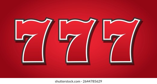 Tres sietes. Bote. Ilustración vectorial aislada sobre fondo rojo