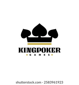 three shape forming a king crown. poker games logo template. card game logo icon.