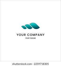 Three shapes resembling a snail shell, each increasing in size from left to right. Bold cyan color, perfect for a nature or eco-friendly brand. Playful and quirky. Dynamic logo