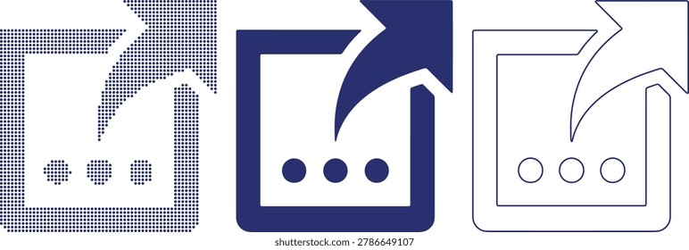 Three Share Icons in Different Graphic Styles illustration recolor