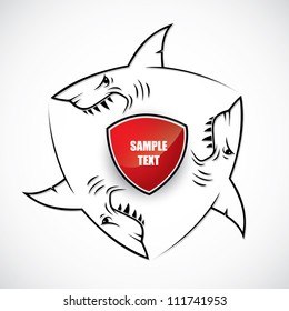 Three sharks symbol - vector illustration