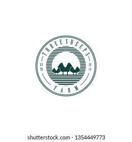 Three sheeps farm stamp logo