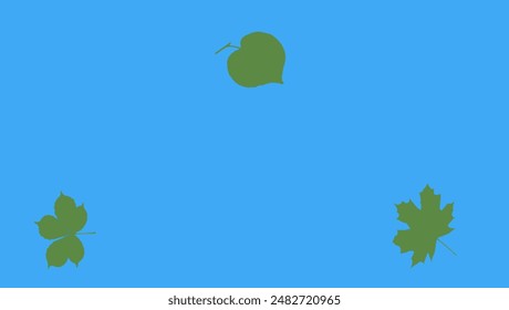 tres hojas de fondo azul espacio libre para el texto