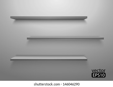 Three shelves on the wall 