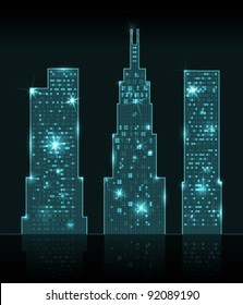 Three shining skyscrapers