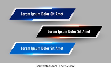 three shiny geometric lower third modern template