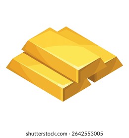 Three shiny gold bars are arranged in a triangle on a white background, symbolizing wealth and investment potential.