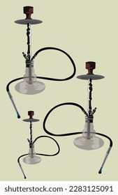 Three shisha isolated on green background