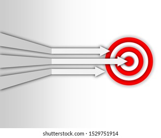 Three Shooters Aim For The Target. Of The Three Arrows, Only One Reaches The Target First.