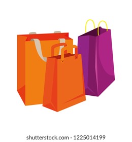 three shopping bags isolated icon