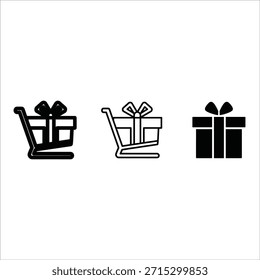 Tres Carritos de compras con cajas de regalo y arcos negro