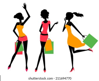 Three shopping girls