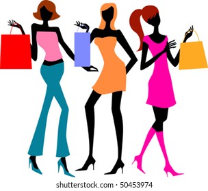 Three shopping girls