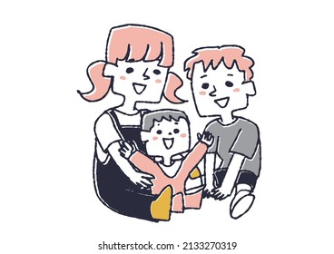 Three siblings who are good friends, a comical handwritten person, a vector, and simple coloring of line drawings.
