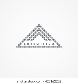 three side triangle theme dot logotype vector art illustration