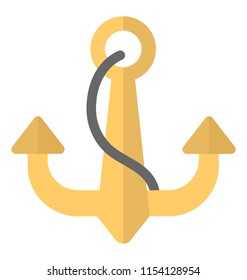 
Three sided arrow heads with rope to dock ships and boats, anchor icon
