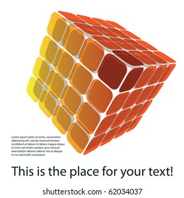 Uma caixa de quebra- cabeça de cubo de três lados em 3D