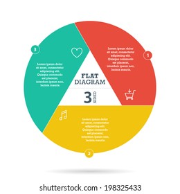 Three sided flat shutter diagram template for your business presentation with text areas and icons. Vector infographic graphic design.