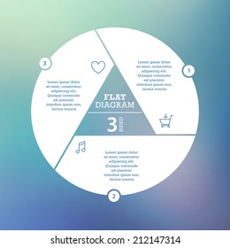 Three sided flat shutter diagram template for your business presentation with text areas and icons. Vector infographic graphic design.