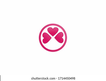 three signs of love in circle vector design template