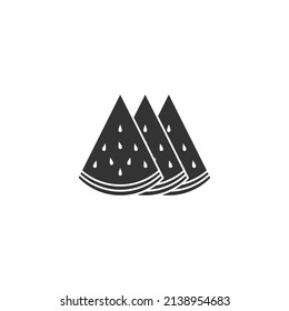 Three silhouette icon of slice watermelon. Slice watermelon icon. Fresh, fruit, and whole. Fruit silhouette icon.