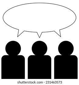 Three Silhouette People With Empty Speech Bubble