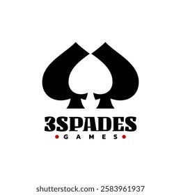 three silhouette spades. poker games logo template. card game logo icon.