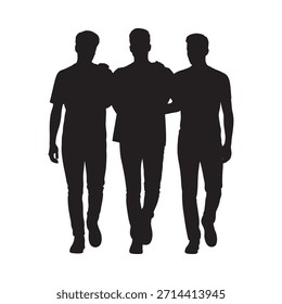 Three silhouetted men walking together a minimalist depiction of friendship
