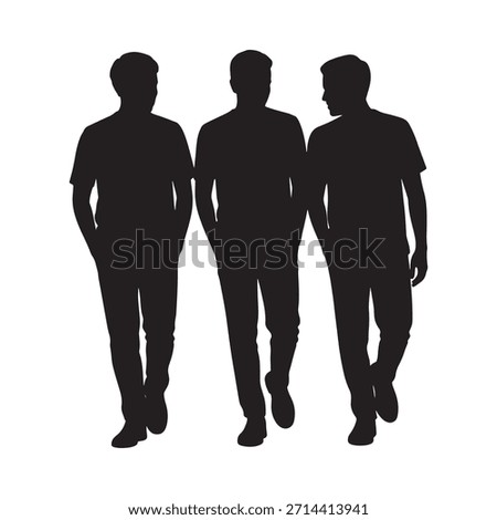 Three silhouetted men walking together a visual representation of companionship