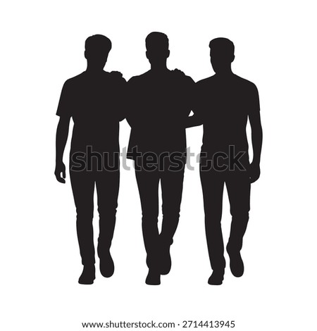 Three silhouetted men walking together a minimalist depiction of friendship