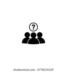 Three silhouetted people with question