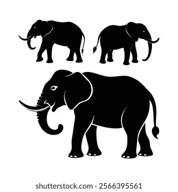 Three Silhouettes of Majestic Elephants