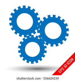 Three simple gears. Gears logo. Mechanical gears. Gear symbols.