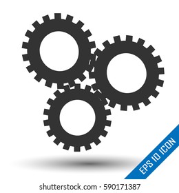 Three simple gears. Logo mechanical gears symbols.