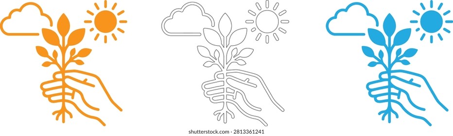 Three simple plant growth stages illustration isolated on transparent background, Vector