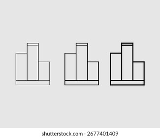 Three simple podiums with varying line weights and fill on a light gray background winner award