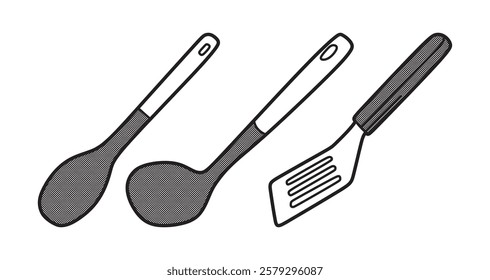 three simple spatula vectors black white