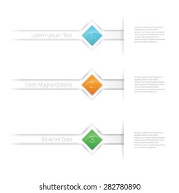 Three Simple Squares Infographics for Web Or Print Advertisement Design Elements. Scalable Eps10 Vector Illustration