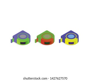 Three Simple Tape Measure Colorful Tape Measure Vector Illustration Graphic