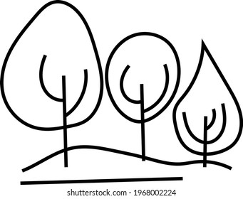 Three simple trees, icon illustration, vector on white background
