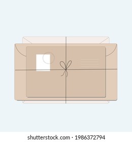 Three simple vector envelopes with line work elements in soft blue background.