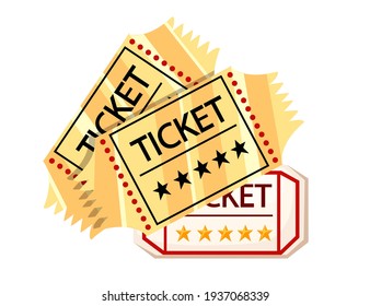 Three single cinema ticket with different design design vector illustration on white background