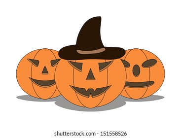 three sinister pumpkins for Halloween